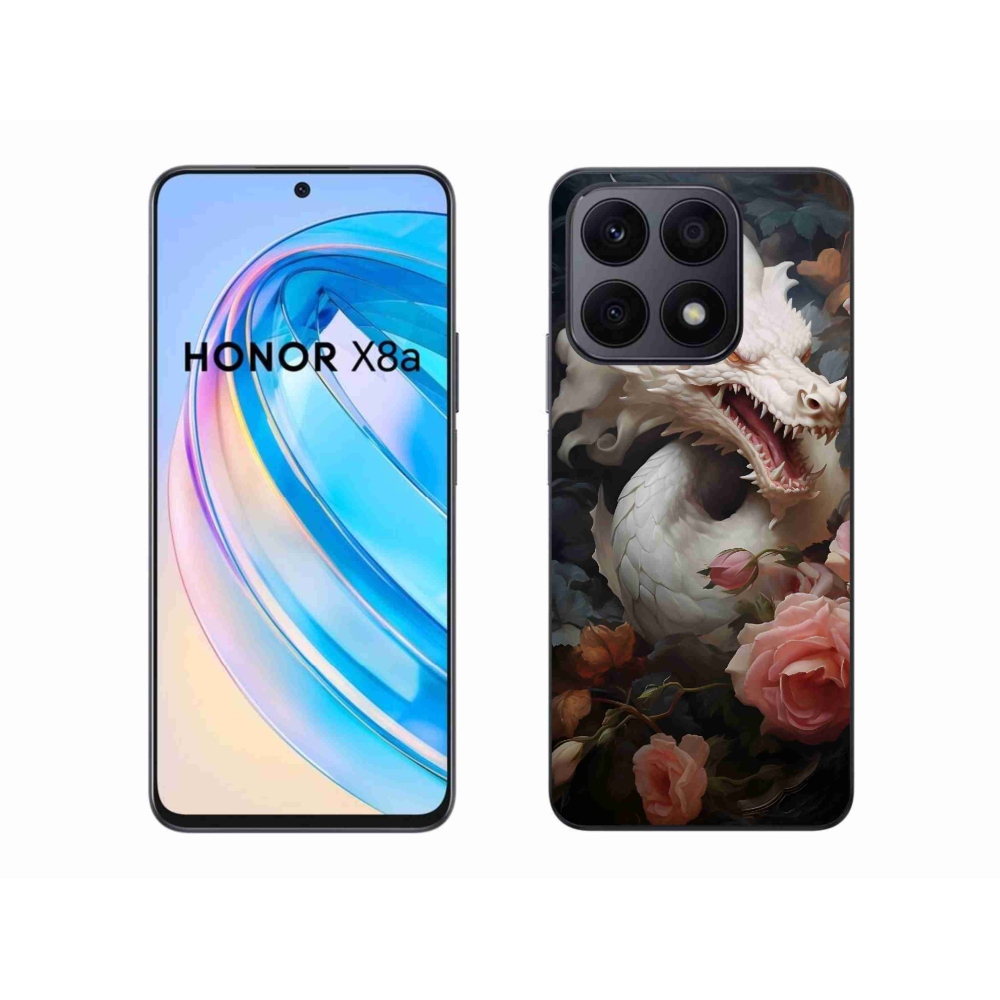 Zselés borítás mmCase a Honor X8a számára - fehér sárkány