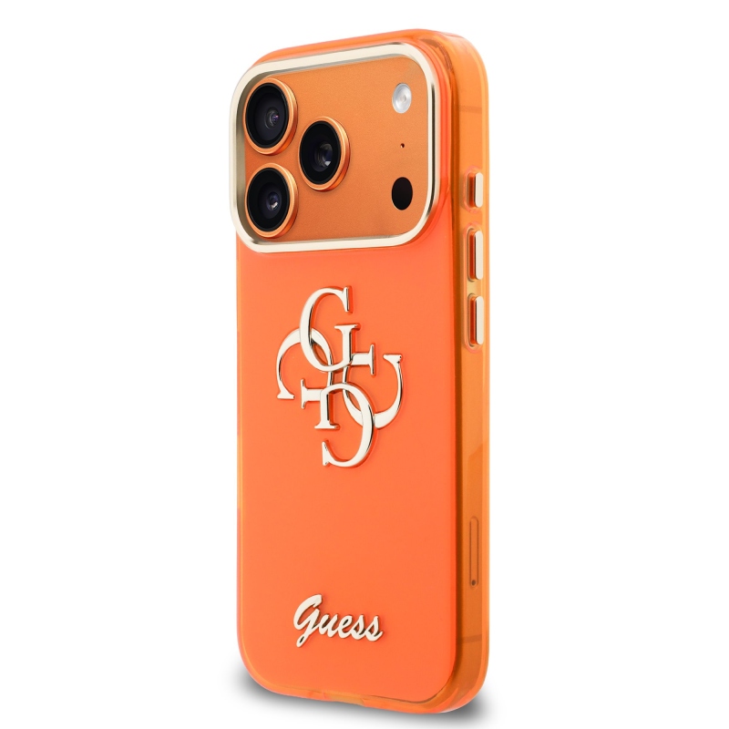 Guess IML 4G Script fém logós hátlap iPhone 17 Pro narancssárga színű iPhone 17 Pro készülékhez