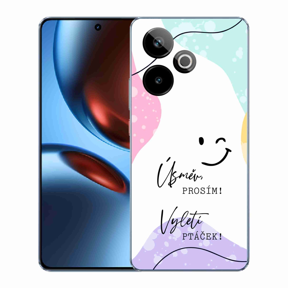 Rugalmas gél tok mmCase képzeletbeli Realme GT 7 5G/GT 7T 5G - vicces szöveg 4 fehér háttérrel