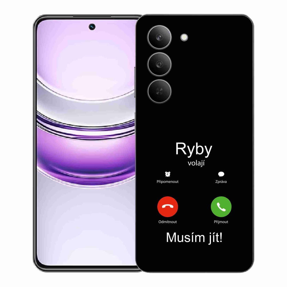 Gél borító mmCase a Realme 14x 5G készülékhez - hal hívás fekete háttérrel