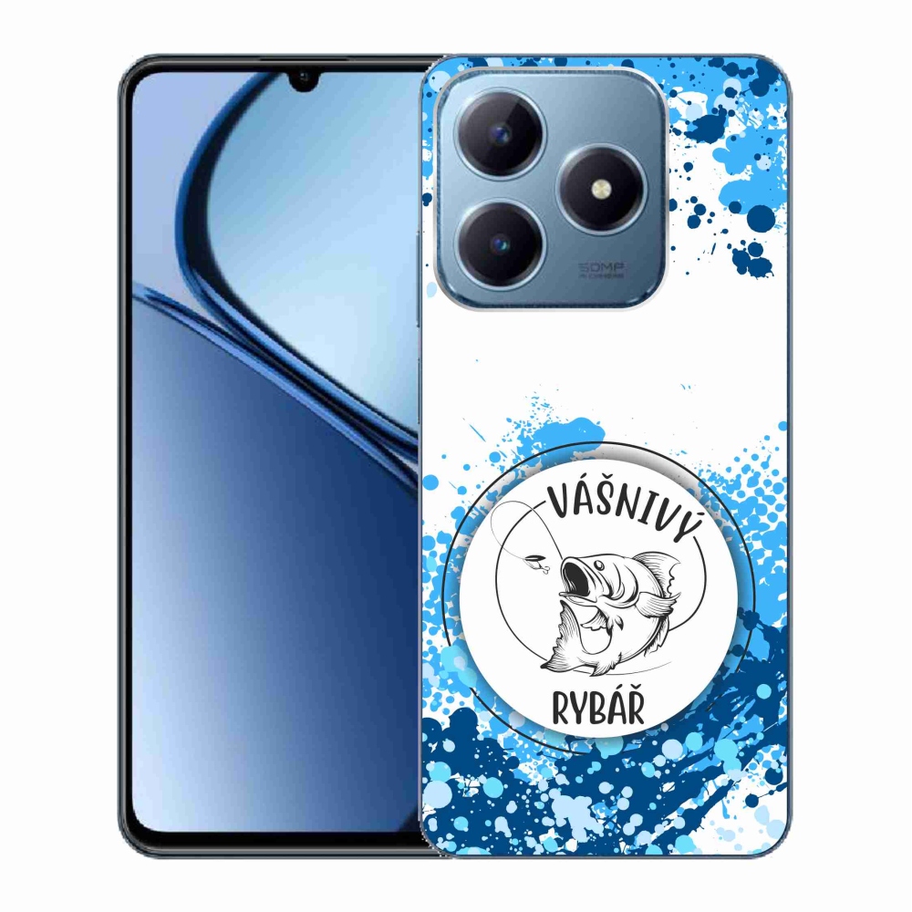 Gél borító mmCase a Realme C63 készülékhez - szenvedélyes halász fehér háttérrel