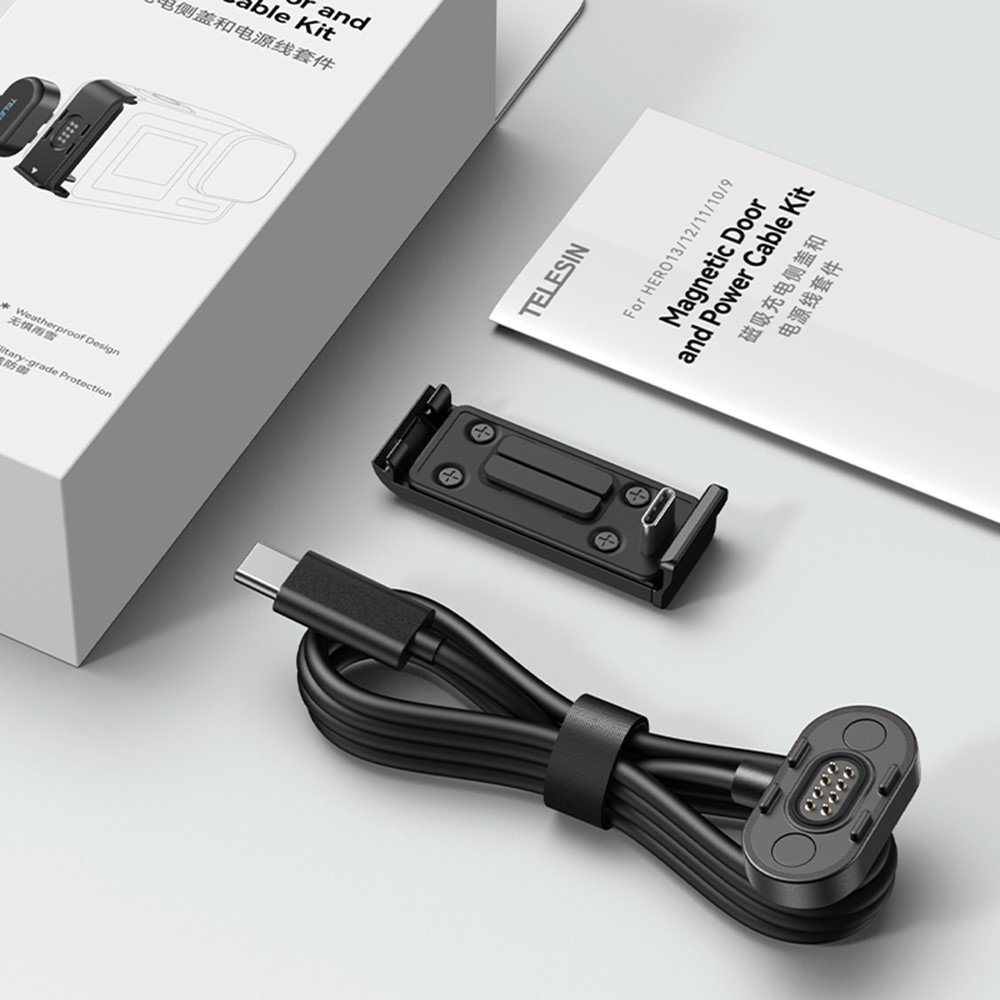 TELESIN Mágneses Töltőkábel Oldalsó Kupakkal GoPro Hero 13/12/11/10/9 kamerákhoz