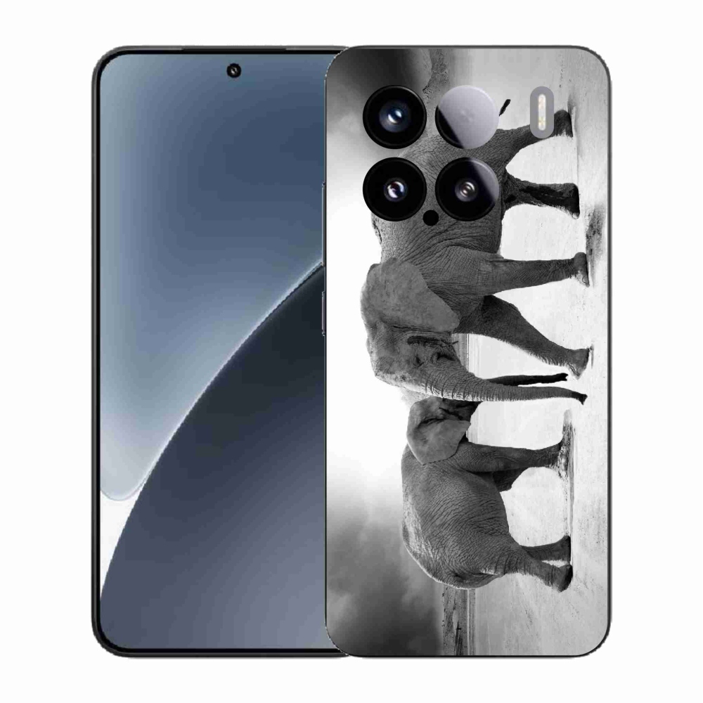 Gél borító mmCase a Xiaomi 15-öshöz - fekete és fehér elefántok
