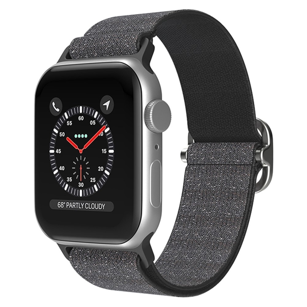 Dekor nejlon szíj Apple Watch Ultra/Ultra 2 49mm/SE/SE 2022/2023 44mm/9/8/7 45mm/6/5/4 44mm/3/2/1 42 mm-es Apple Watch Ultra/Ultra 2 órához - fekete színben
