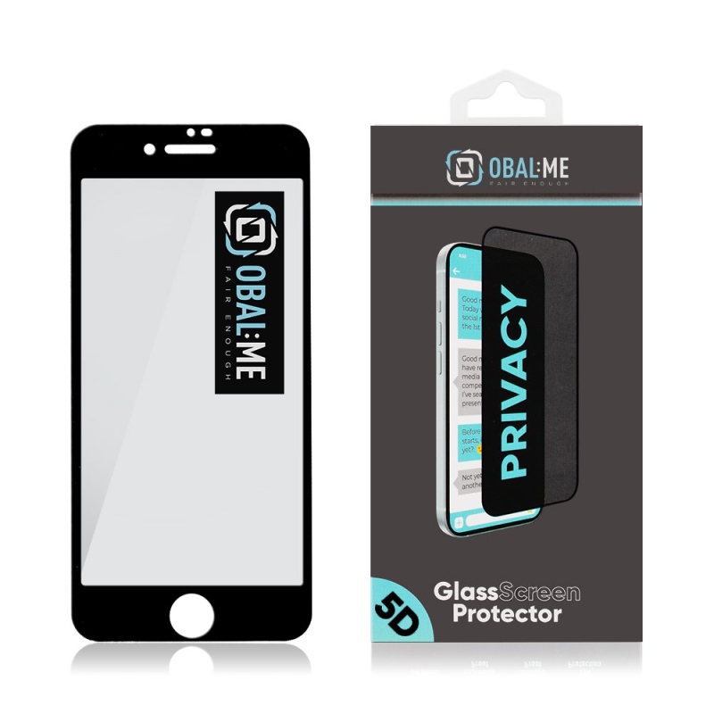 CSOMAG:ME Privacy 5D edzett üveg Apple iPhone 7/8/SE2020/SE2022 Fekete