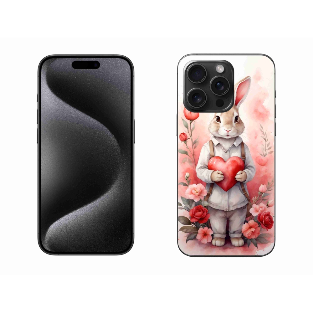 Zselés borítás mmCase iPhone 15 Pro Max készülékhez - nyúl szívvel