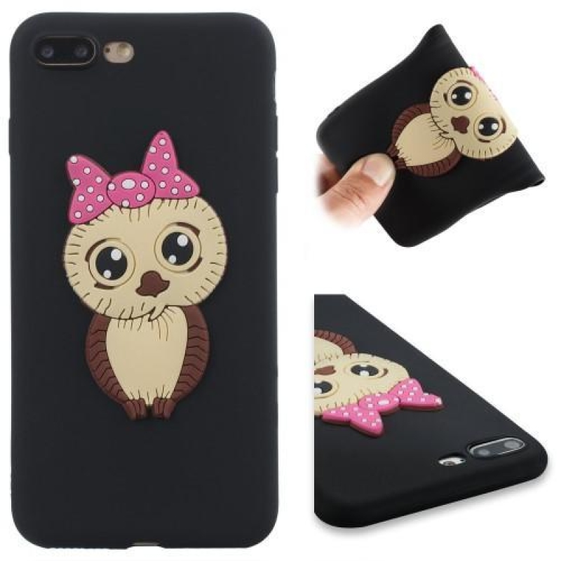 Lány 3D szilikon tok iPhone 8 Plus és iPhone 7 Plus készülékhez - fekete