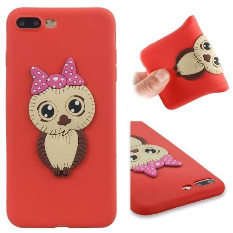 Lány 3D szilikon tok iPhone 8 Plus és iPhone 7 Plus készülékhez - piros színben