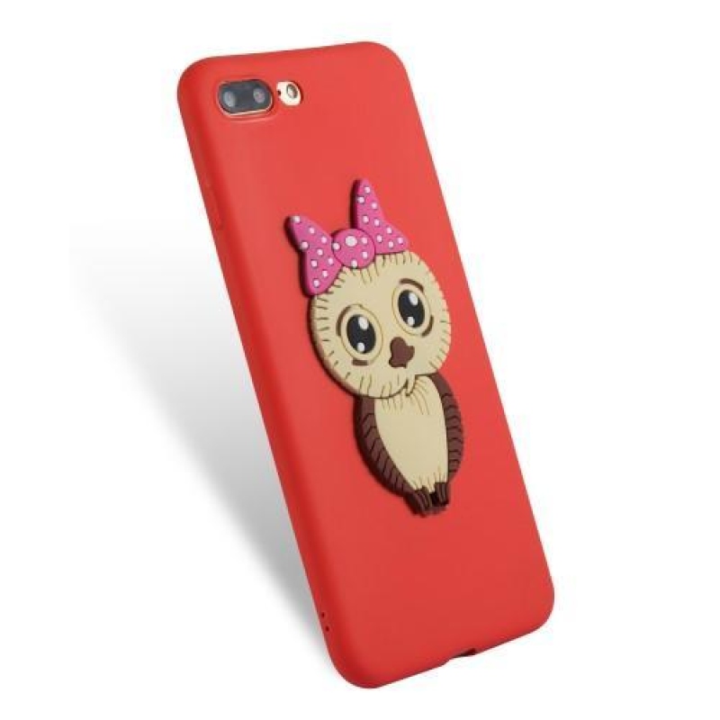 Lány 3D szilikon tok iPhone 8 Plus és iPhone 7 Plus készülékhez - piros színben