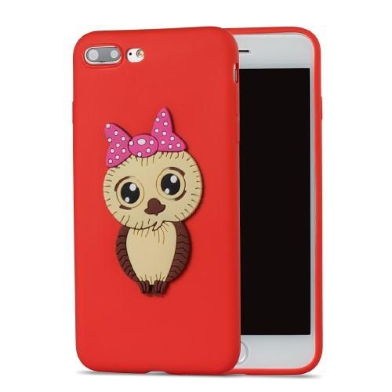 Lány 3D szilikon tok iPhone 8 Plus és iPhone 7 Plus készülékhez - piros színben