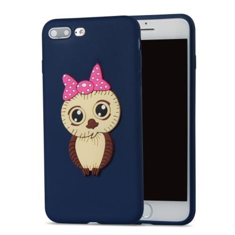 Lány 3D szilikon tok iPhone 8 Plus és iPhone 7 Plus készülékhez - sötétkék