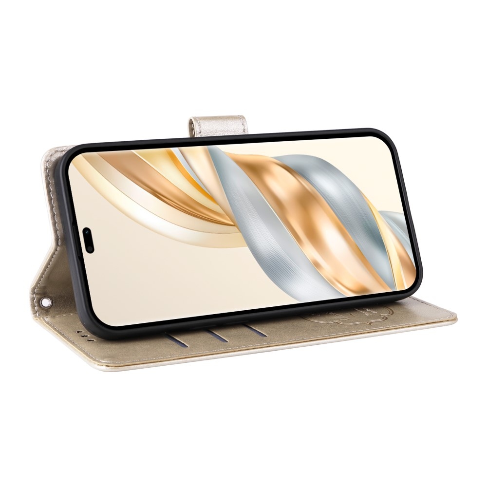 Virágos könyv tok a Honor Magic 7 Lite 5G számára - arany színben