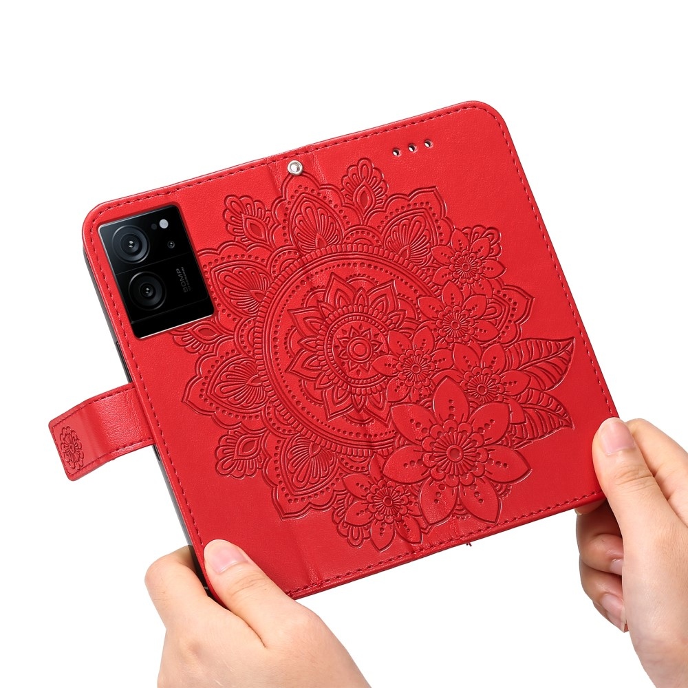 Mandala könyvtáska Xiaomi 13T/13T Pro készülékhez - piros