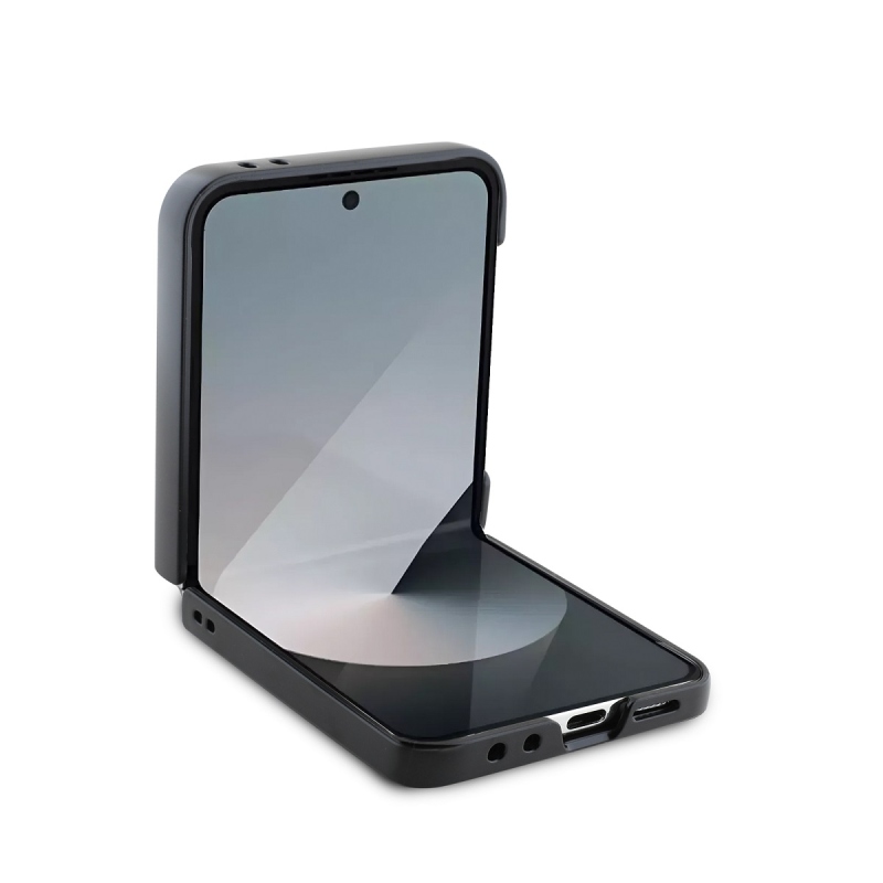 DKNY PU bőr Ismétlődő mintás alsó csíkos hátlap Samsung Galaxy Z Flip 6 barna barna