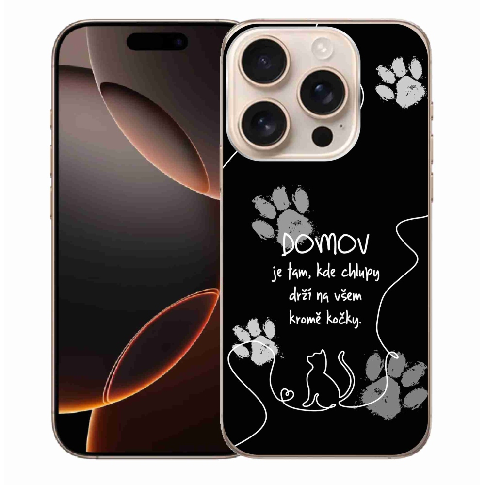 Gél borítás mmCase iPhone 16 Pro Max készülékhez - macskamotívum fekete háttér