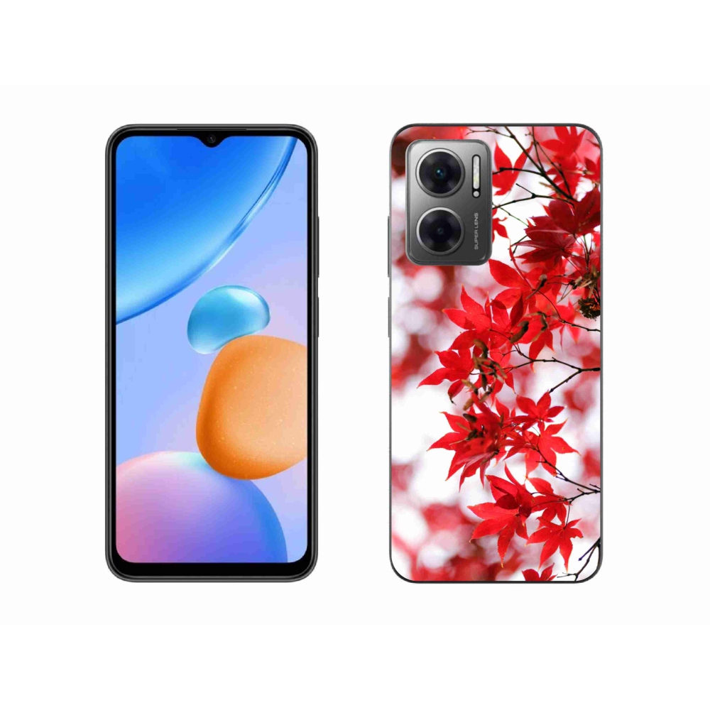 Gél borító mmCase a Xiaomi Redmi 10 5G-hez - piros levelek