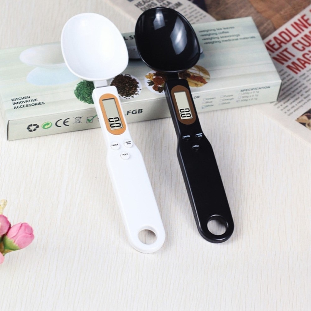 Elektronikus mérőkanál kijelzővel, akár 500 g mérésére - fekete