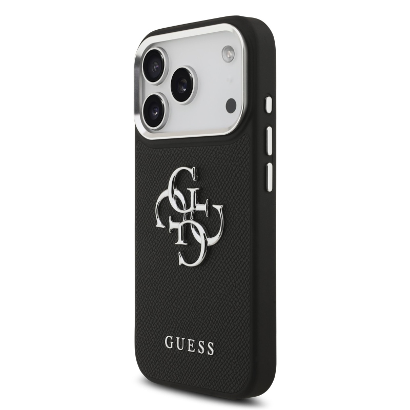 Guess PU szemcsés 4G fém logó hátlap iPhone 17 Pro fekete