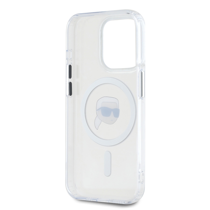 Karl Lagerfeld IML Karl Head fémkeret MagSafe hátlapi borító iPhone 15 Pro-hoz Átlátszó