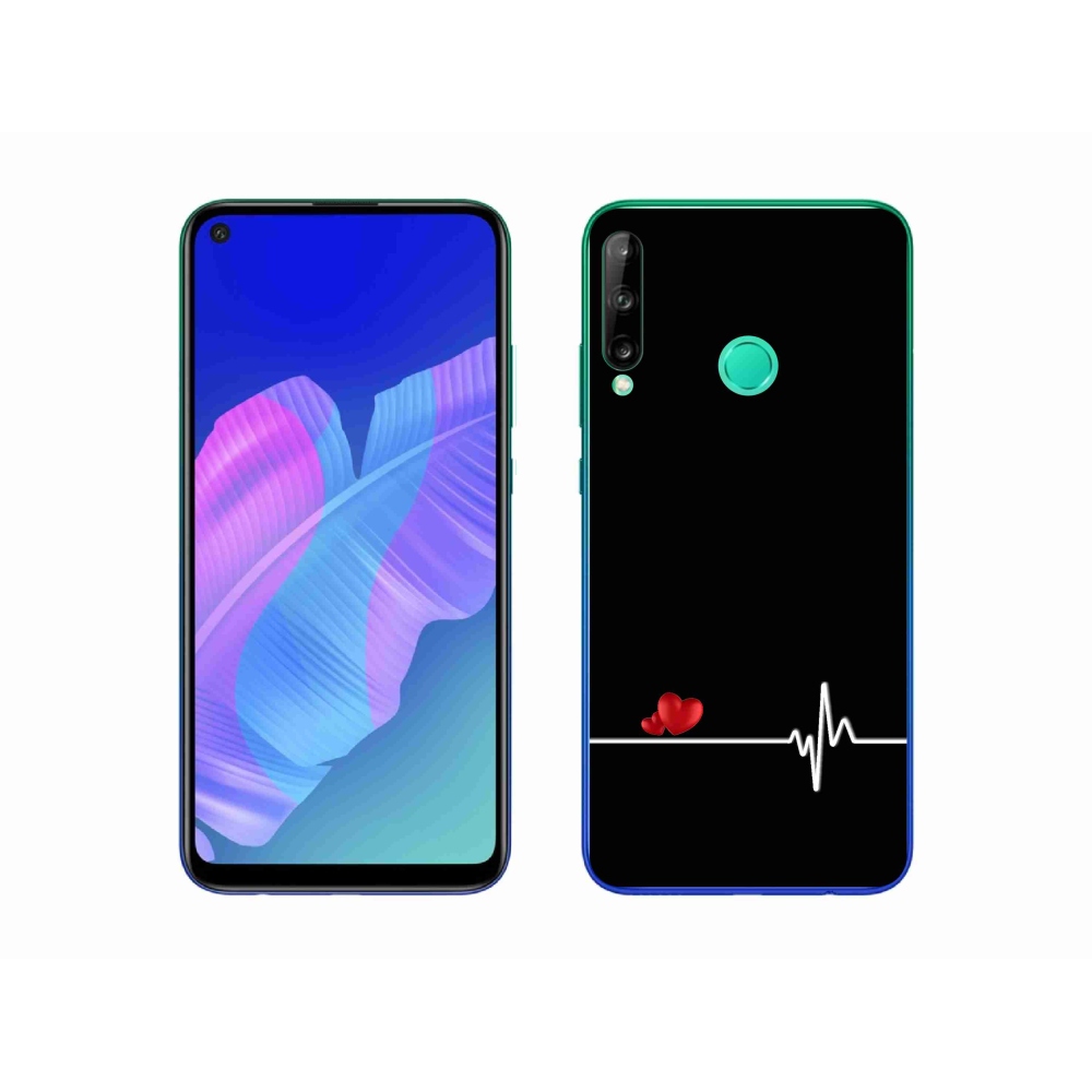 Gél borító mmCase a Huawei P40 Lite E készülékhez - szív és szívverés fekete háttérrel