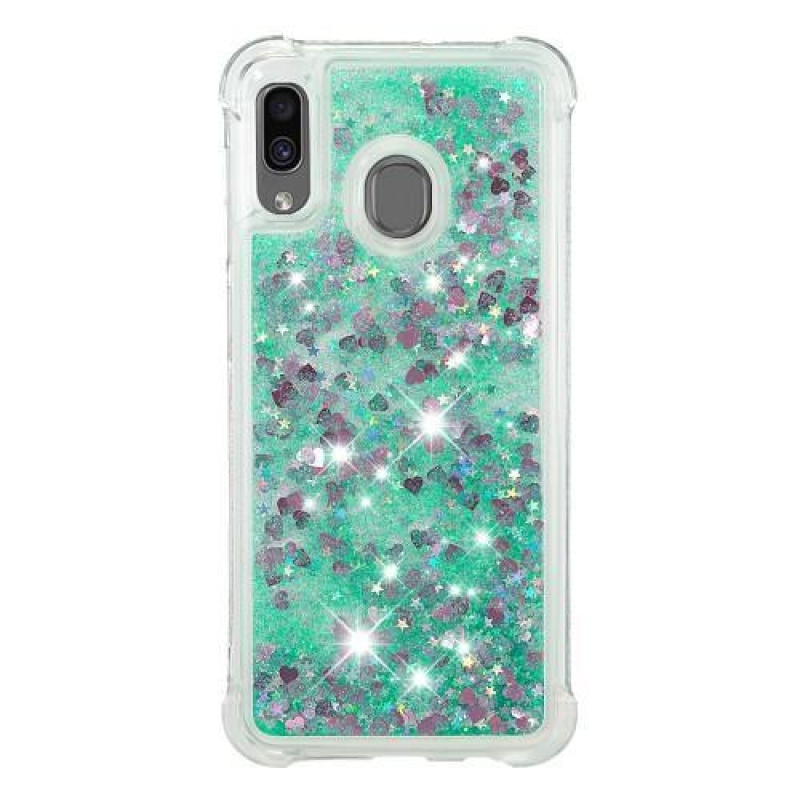 Glitter zselés tok Samsung Galaxy A30 / A20 készülékhez - ciánkék színben