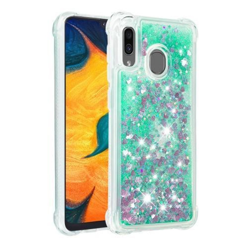 Glitter zselés tok Samsung Galaxy A30 / A20 készülékhez - ciánkék színben