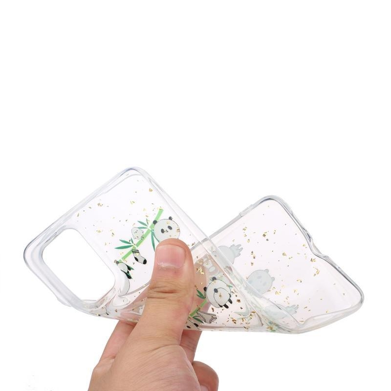 Csillogó zselés tok Samsung Galaxy S20 készülékhez - panda és bambusz