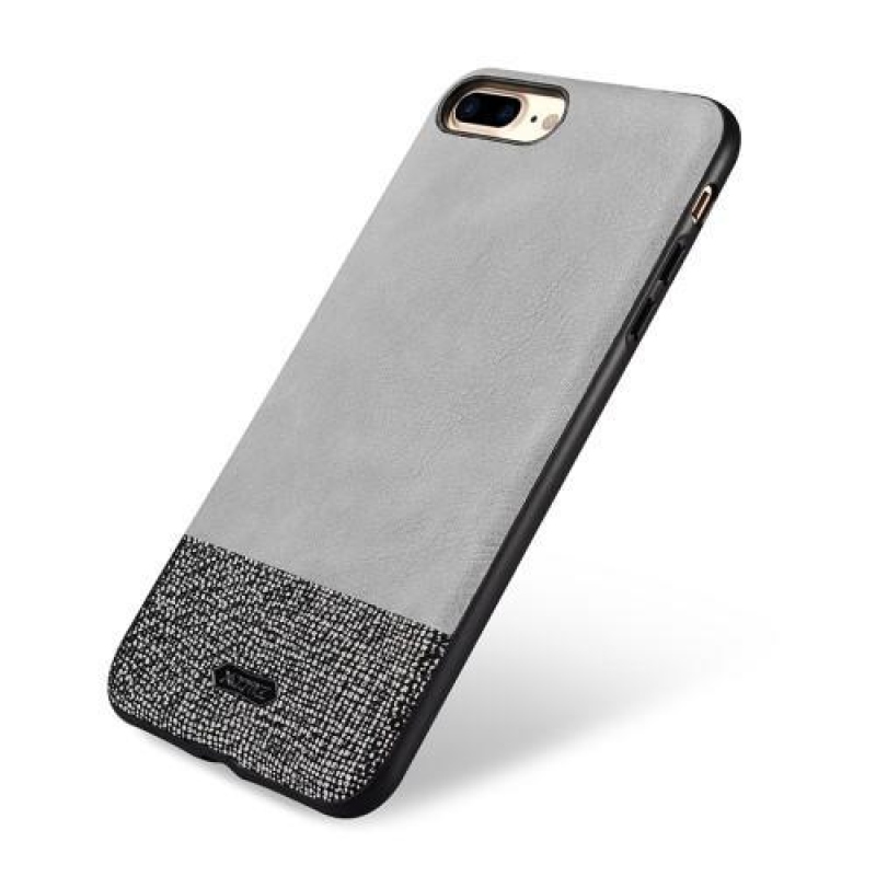 Csillogó zselés tok PU bőr hátlappal iPhone 7 Plus és 8 Plus készülékhez - fekete