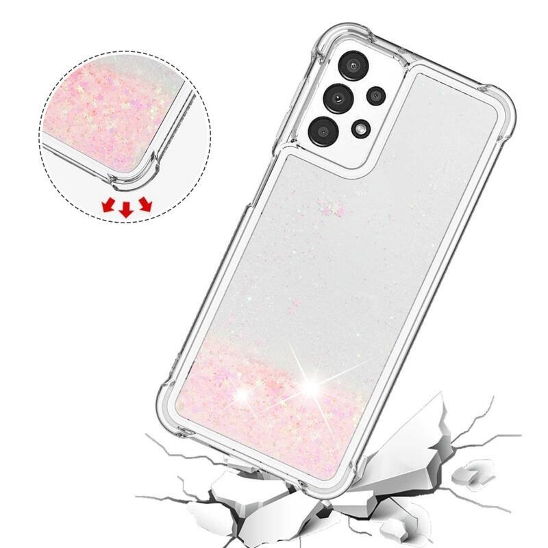 Glitter zselés homokóra hüvely Samsung Galaxy A13 4G - rózsaszín / csillagok