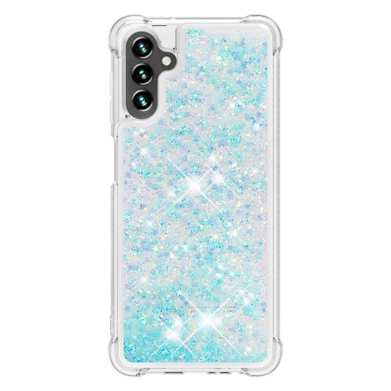 Glitter zselés homokóra tok Samsung Galaxy A13 5G/Galaxy A04s (164,7 x 76,7 x 9,1 mm) - kék/csillagok