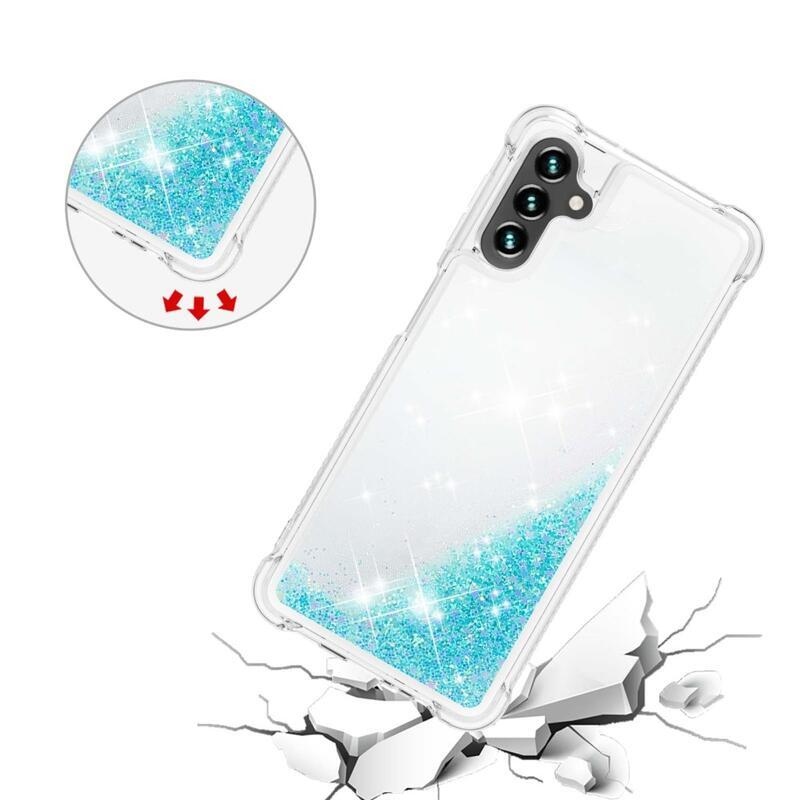 Glitter zselés homokóra tok Samsung Galaxy A13 5G/Galaxy A04s (164,7 x 76,7 x 9,1 mm) - kék/csillagok