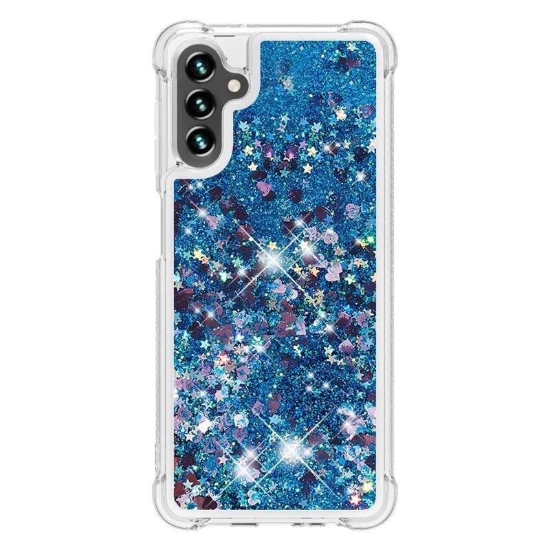 Glitter zselés homokóra tok Samsung Galaxy A13 5G/Galaxy A04s (164,7 x 76,7 x 9,1 mm) - kék/szív