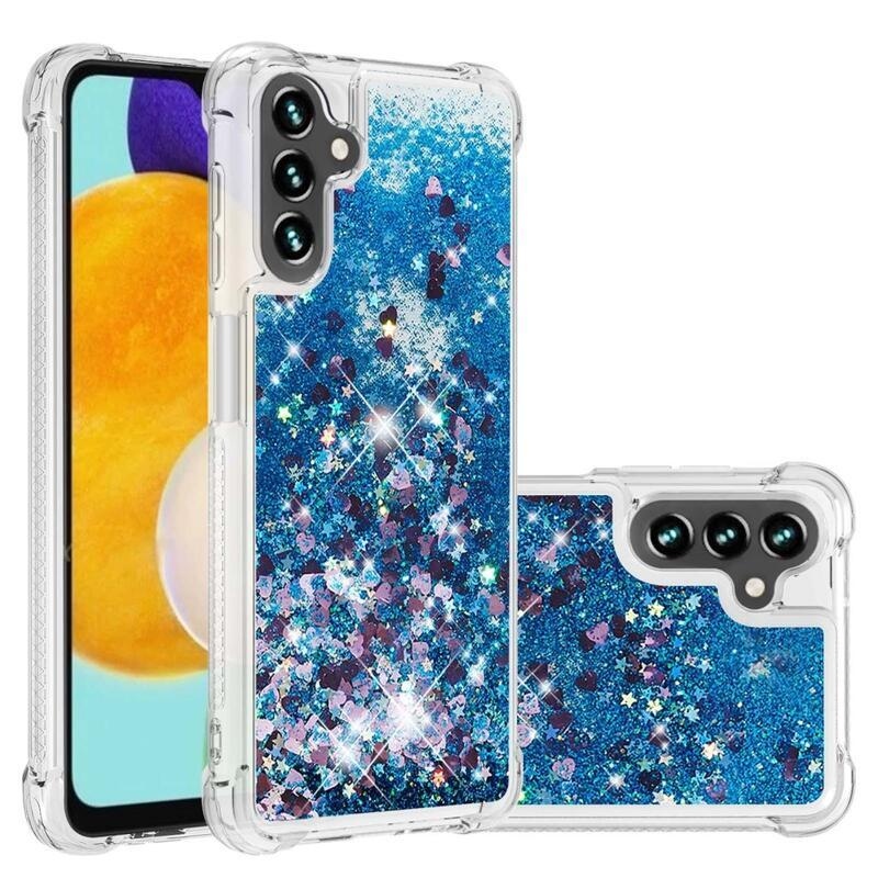 Glitter zselés homokóra tok Samsung Galaxy A13 5G/Galaxy A04s (164,7 x 76,7 x 9,1 mm) - kék/szív