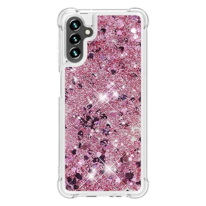 Glitter zselés homokóra tok Samsung Galaxy A13 5G/Galaxy A04s (164,7 x 76,7 x 9,1 mm) - rózsaarany/szívecske