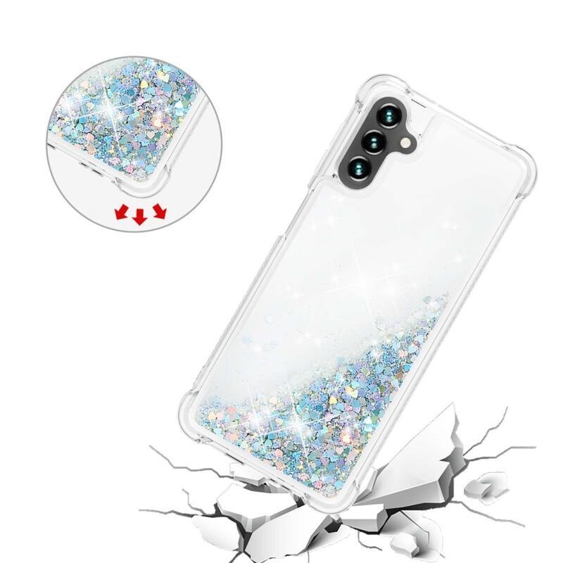 Glitter zselés homokóra tok Samsung Galaxy A13 5G/Galaxy A04s (164,7 x 76,7 x 9,1 mm) - ezüst/szív