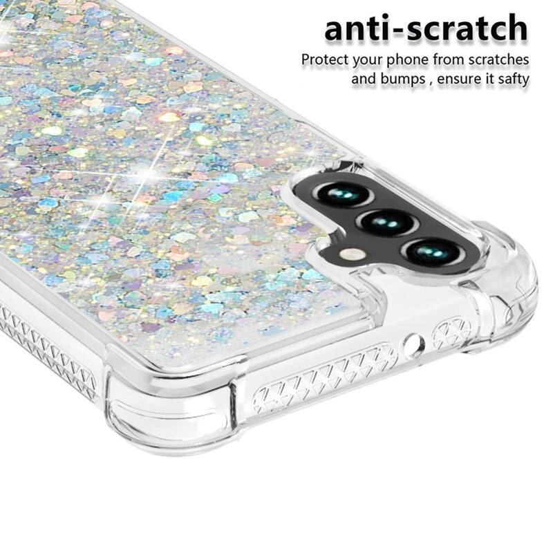 Glitter zselés homokóra tok Samsung Galaxy A13 5G/Galaxy A04s (164,7 x 76,7 x 9,1 mm) - ezüst/szív