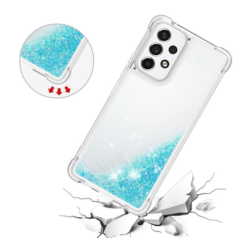 Glitter zselés homokóra hüvely Samsung Galaxy A53 5G - kék / csillagok