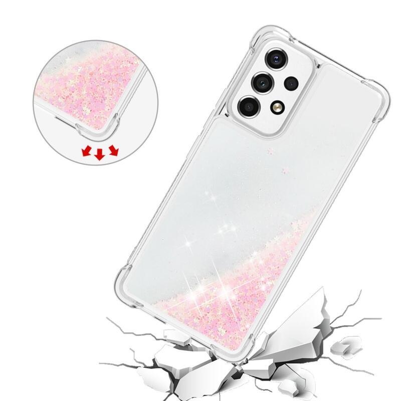 Glitter zselés homokóra hüvely Samsung Galaxy A53 5G - rózsaszín / csillagok