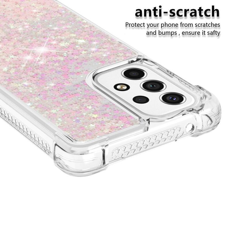 Glitter zselés homokóra hüvely Samsung Galaxy A53 5G - rózsaszín / csillagok