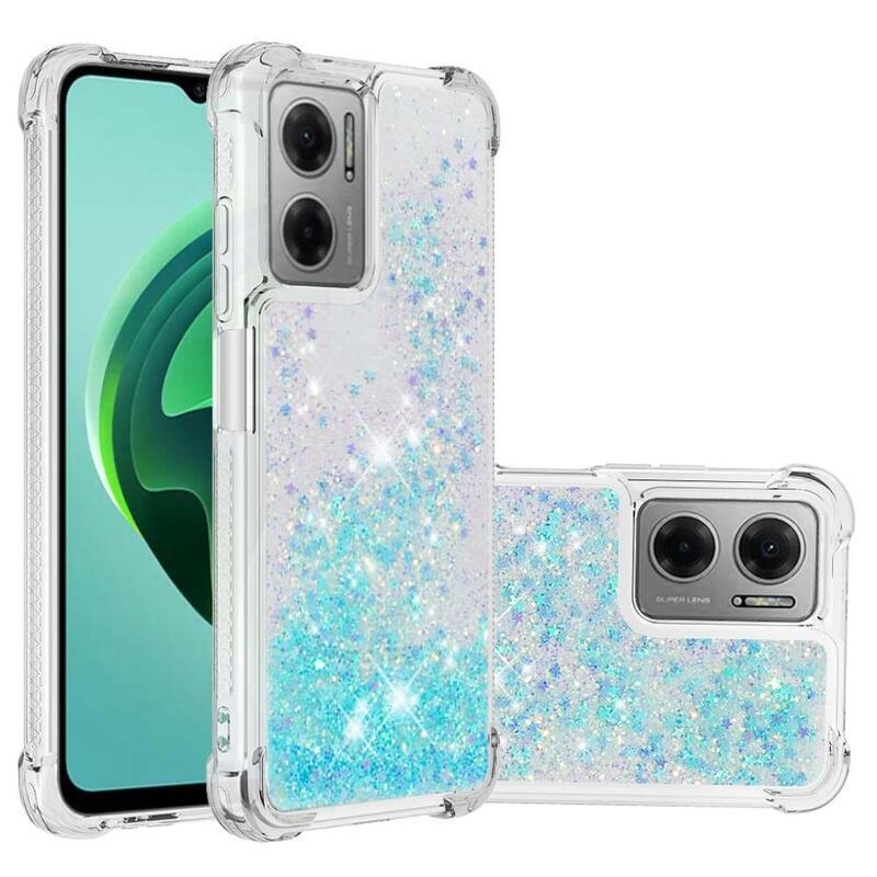 Glitter zselés homokóra tok Xiaomi Redmi 10 5G - kék / csillagok