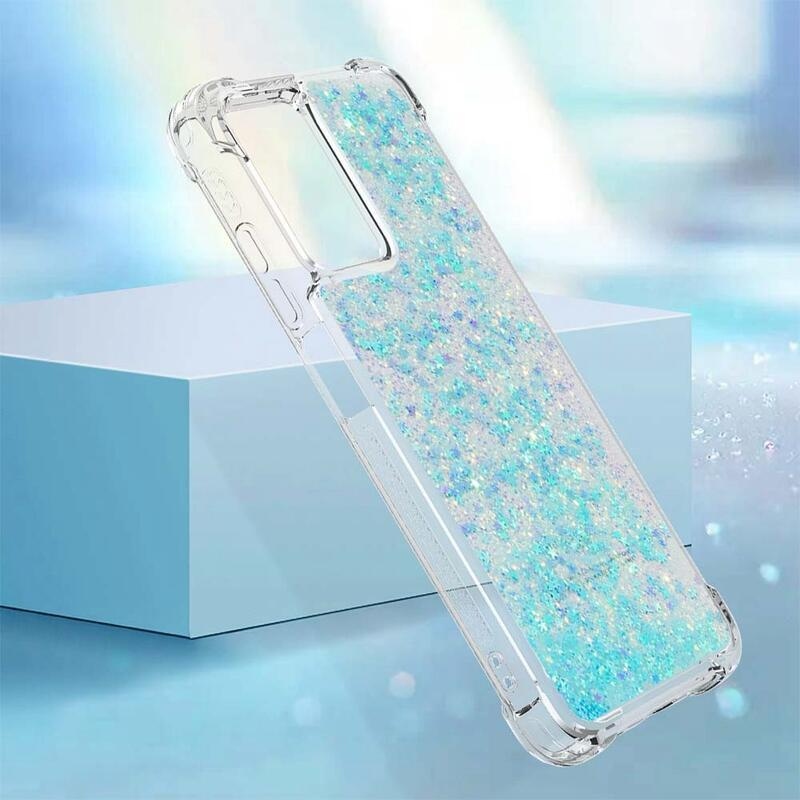 Glitter zselés homokóra tok Xiaomi Redmi 10 5G - kék / csillagok