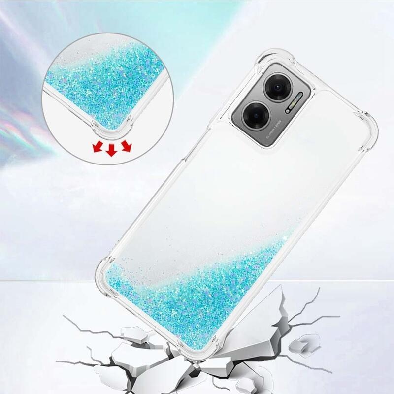 Glitter zselés homokóra tok Xiaomi Redmi 10 5G - kék / csillagok