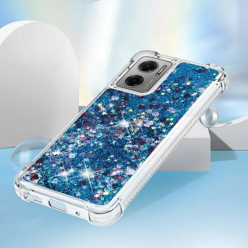 Csillogó zselés homokóra tok Xiaomi Redmi 10 5G - kék/szív