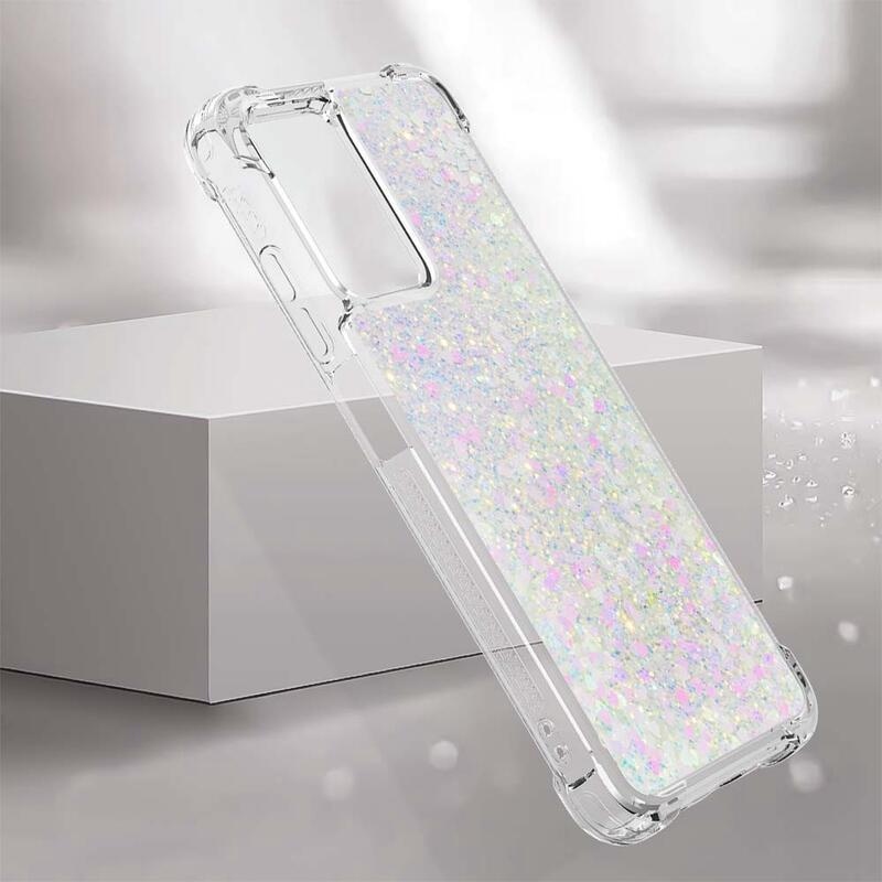 Glitter zselés homokóra tok Xiaomi Redmi 10 5G - rózsaszín/ezüst/szívecske