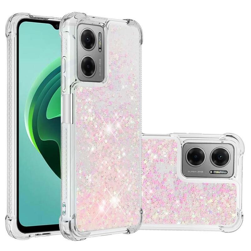 Glitter zselés homokóra tok Xiaomi Redmi 10 5G - rózsaszín / csillagok