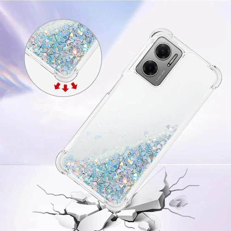 Glitter zselés homokóra tok Xiaomi Redmi 10 5G - ezüst/szív