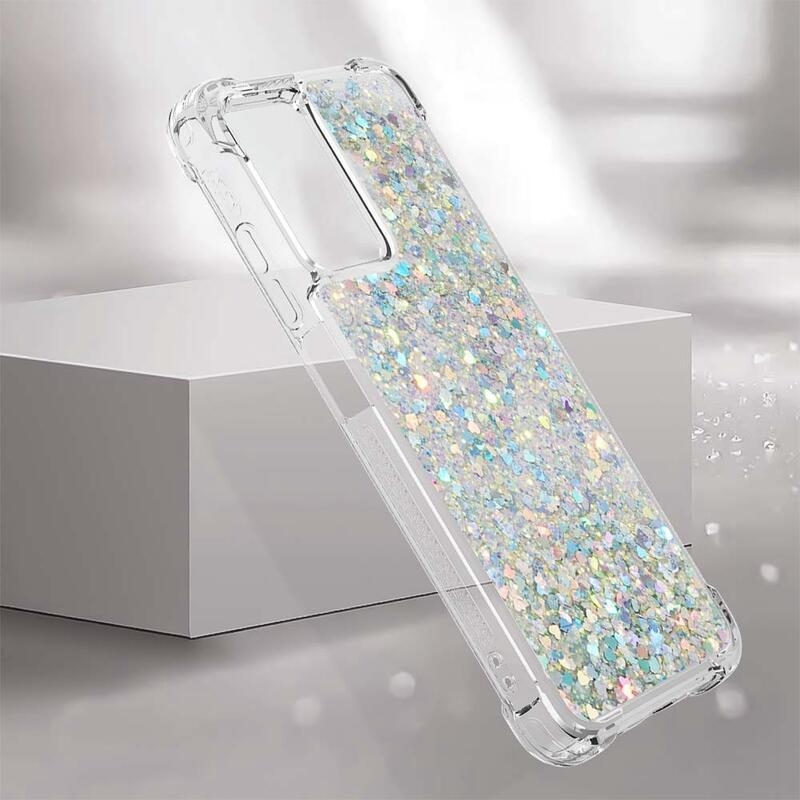 Glitter zselés homokóra tok Xiaomi Redmi 10 5G - ezüst/szív