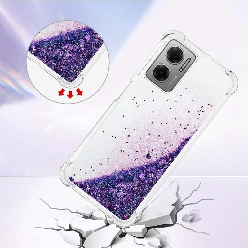 Glitter zselés homokóra tok Xiaomi Redmi 10 5G - sötétlila/szív