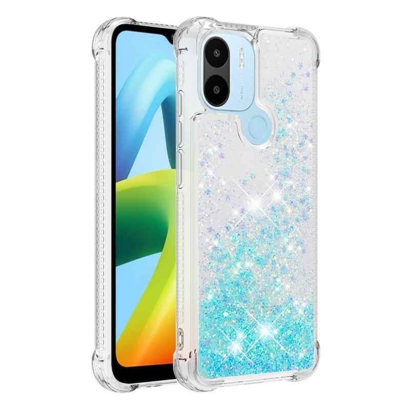 Glitter zselés homokóra tok Xiaomi Redmi A1+/A2+ - kék/csillagok