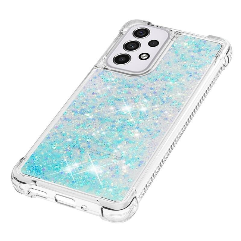Glitter homokóra zselés tok Samsung Galaxy A33 5G - kék / csillagok